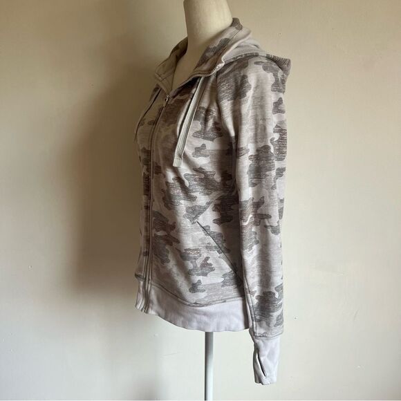 Athleta Triumph Grey Camo Print Full Zip Hoodie Sweatshirt - Picture 7 of 15